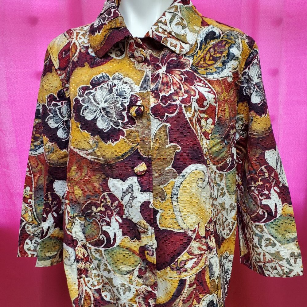 #232 Chico's Orange Red Dress Jacket Size 3 (16)